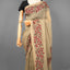 Kantha Vriksha Linen Saree – Muted Sage Grey with Hand-Embroidered Rose &amp; Black Floral Jaal