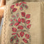 Kantha Vriksha Linen Saree – Muted Sage Grey with Hand-Embroidered Rose &amp; Black Floral Jaal