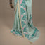 Kantha Vriksha Linen Saree – Seafoam Mint with Hand-Embroidered Botanical Fauna Flora