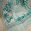 Kantha Vriksha Linen Saree – Seafoam Mint with Hand-Embroidered Botanical Fauna Flora
