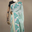 Kantha Vriksha Linen Saree – Seafoam Mint with Hand-Embroidered Botanical Fauna Flora
