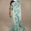 Kantha Vriksha Linen Saree – Seafoam Mint with Hand-Embroidered Botanical Fauna Flora