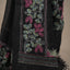 Kantha Vriksha Linen Saree – Midnight Black with Hand-Embroidered Magenta &amp; Sage Botanical Flora