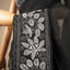 Kantha Vriksha Linen Saree – Midnight Black with Hand-Embroidered Monochrome Foliage &amp; Botanical Vines
