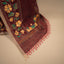 Kantha Vriksha Linen Saree – Deep Maroon with Hand-Embroidered Marigold Blossoms &amp; Foliage