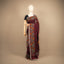 Kantha Vriksha Linen Saree – Deep Plum Maroon with Hand-Embroidered Marigold &amp; Vine Needlework