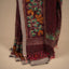 Kantha Vriksha Linen Saree – Deep Plum Maroon with Hand-Embroidered Marigold &amp; Vine Needlework
