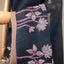 Kantha Vriksha Linen Saree – Midnight Blue with Hand-Embroidered Lotus Bloom &amp; Foliage Motifs
