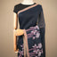 Kantha Vriksha Linen Saree – Midnight Blue with Hand-Embroidered Lotus Bloom &amp; Foliage Motifs