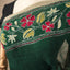 Kantha Vriksha Linen Saree – Forest Green with Hand-Embroidered Hibiscus &amp; Floral Vine Border