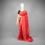 Kantha Vriksha Linen Saree – Scarlet Crimson with Hand-Embroidered Gold &amp; Ecru Botanical Jaal