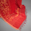 Kantha Vriksha Linen Saree – Scarlet Crimson with Hand-Embroidered Gold &amp; Ecru Botanical Jaal