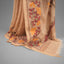 Kantha Vriksha Linen Saree – Natural Beige with Hand-Embroidered Marigold &amp; Terracotta Floral Jaal