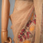 Kantha Vriksha Linen Saree – Natural Beige with Hand-Embroidered Marigold &amp; Terracotta Floral Jaal