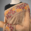 Kantha Vriksha Linen Saree – Natural Beige with Hand-Embroidered Marigold &amp; Terracotta Floral Jaal