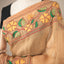 Kantha Vriksha Linen Saree – Camel Beige with Hand-Embroidered Marigold Blooms &amp; Verdant Foliage