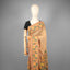 Kantha Vriksha Linen Saree – Camel Beige with Hand-Embroidered Marigold Blooms &amp; Verdant Foliage