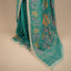Kantha Vriksha Linen Saree – Peacock Teal with Hand-Embroidered Marigold Blossoms &amp; Lilac Foliage