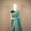 Kantha Vriksha Linen Saree – Peacock Teal with Hand-Embroidered Marigold Blossoms &amp; Lilac Foliage