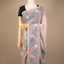 Kantha Vriksha Linen Saree – Muted Dove Grey with Hand-Embroidered Rose Pink &amp; Teal Botanical Jaal