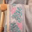 Kantha Vriksha Linen Saree – Muted Dove Grey with Hand-Embroidered Rose Pink &amp; Teal Botanical Jaal