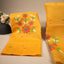 Malhar Bright Yellow Muslin Jamdani Unstitched Suit Set – Coral-Red Floral Handwoven Motifs