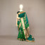 Emerald Green Pure Matka Silk Zari Jamdani Saree – Antique Gold Border and botanical design