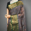 Chanderi Silk Saree — Charcoal Smoke Grey with Rich Emerald Green & Gold Zari Brocade Border