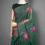 Matka Silk Jamdani Saree —“ Emerald Forest Green with Handwoven Magenta Lotus Motifs