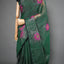 Matka Silk Jamdani Saree —“ Emerald Forest Green with Handwoven Magenta Lotus Motifs