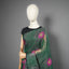 Matka Silk Jamdani Saree —“ Emerald Forest Green with Handwoven Magenta Lotus Motifs