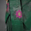 Matka Silk Jamdani Saree —“ Emerald Forest Green with Handwoven Magenta Lotus Motifs