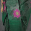 Matka Silk Jamdani Saree —“ Emerald Forest Green with Handwoven Magenta Lotus Motifs