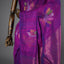Matka Silk Jamdani Saree - Royal Magenta Purple with Handwoven Multicolor Floral Motifs & Luminous Pallu