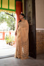 Desert Bloom – Handwoven Pure Cotton Saree in Warm Sand and Charcoal Accents