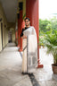 Ivory Heritage – Handwoven Pure Cotton Jamdani Saree in White and Charcoal Grey