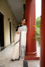 Ivory Heritage – Handwoven Pure Cotton Jamdani Saree in White and Charcoal Grey
