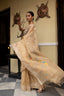 Sand Beige Bengal Jamdaani Saree with Floral Kalash Motif