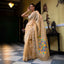 Sand Beige Bengal Jamdaani Saree with Floral Kalash Motif