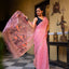 Rose Pink Jamdaani Saree with Coral Floral Pallu