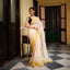 Ivory Jamdaani Saree with Mustard Border and Geometric Motifs