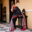 Black Hand Block Printed 4ply Bishnupuri Silk Saree with Floral Motifs