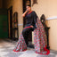 Black Hand Block Printed 4ply Bishnupuri Silk Saree with Floral Motifs