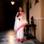 White and Red Geometric Pure Cotton Jamdani Saree