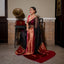Deep Black Kora Banarasi Silk Saree with Pink-Gold Zari Border