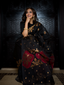 Flame in the Dark, Pure Muslin Black, Gold and Red Jamdaani Saree