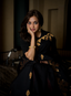 Flame in the Dark, Pure Muslin Black, Gold and Red Jamdaani Saree