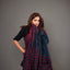 Midnight Navy Blue Matka Silk Jamdani Saree – Crimson Diamond Resham Motifs
